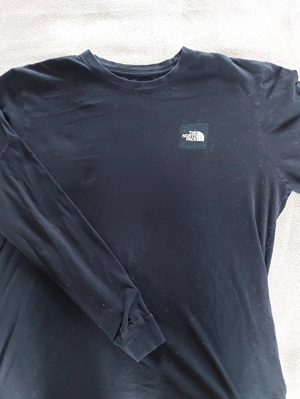 The North Face Men's Long-Sleeve Crew Tee — Black with Small Logo